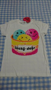 ♪176☆未使用・保管品☆CUTEBLUE☆綿100　半袖Tシャツ　白130アイス②