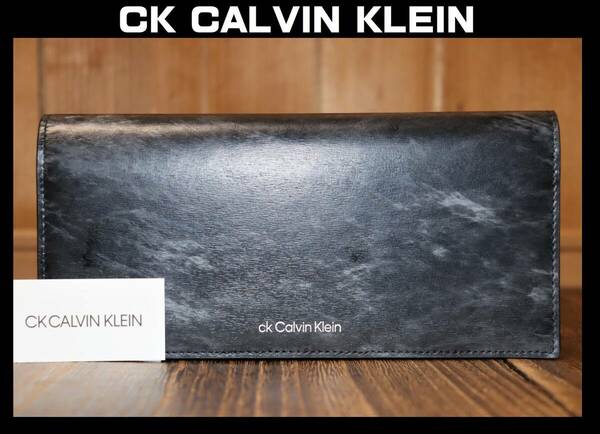 送料無料 特価即決【未使用】 CK CALVIN KLEIN ★ 大理石調 牛革 長財布 (ライム) ★ カルバンクライン 832636 税込定価2万2000円 