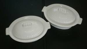 La Blen-Lenue* white ceramics butter | jam | small articles 2 pieces * ceramics unused 