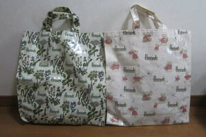 Harrods Harrods tote bag 2 piece set bag England made pink series × Bear pattern ivory series ×botanikaru pattern O2405B