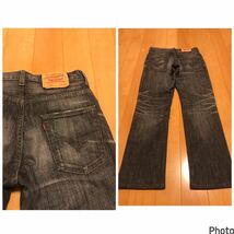 良品☆リーバイス 505・W30 CARE入パッチ.希少先染めブラックデニムパンツ　激鬼ヒゲ&蜂の巣色落ち加工 赤タブ&内股シングルジーンズ 極東_画像8