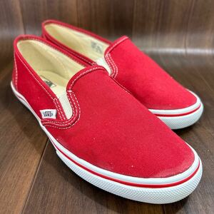 KT240426 D-64 VANS ヴァンズ スリッポン カジュアルシューズ ウォーキングシューズ レッド レディース 24cm