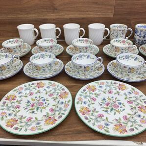 US240429 E-154 洋食器 ミントン MINTON まとめ HADDON HALL BLUE ハドンホールブルー WHITE FIFE ホワイトファイフ カップ ソーサー 等の画像5