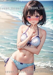 海 水着 美少女 ポスター 高画質 同人 かわいい イラスト 巨乳 【A4 ブロマイド( L判 ) セット】 517orig1000