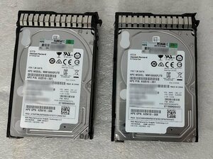 ●[2台セット] hp純正 Proliantサーバ用 2.5inch 7.2K SATA HDD 1TB [1] 純正マウンタ付 [HP P/N:832510-001 , 625618-006]