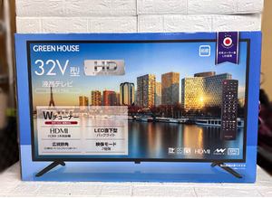 新品 グリーンハウス 32型 HD対応 液晶テレビ GH-TV32B-BK Wチューナー LED直下型 映像モード7種類 GREEN HOUSE 札幌市 白石店