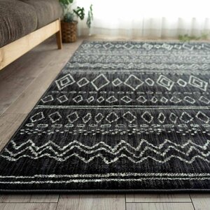 ■■サヤンサヤン カーペット ラグ 絨毯 ベルギー ウィルトン織り 手書き風 ライン 約 200×250cm 3畳 ダークグレー