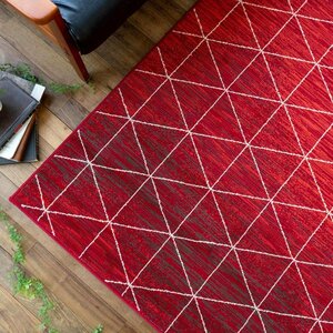 ■■サヤンサヤン カーペット 絨毯 ベニワレン調 ウィルトン織 ベルギー製 ラグ 約 200×200 cm 約 2 畳 レッド
