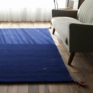 Art hand Auction ■■Sayan Sayan Carpet Rug Mat Wool Gabbeh Gabbeh Handmade Approx. 200 x 200 cm Approx. 2 Tatami Mats Blue, furniture, interior, carpet, Rugs, mat, Carpets in general