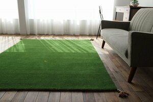 Art hand Auction ■■Sayan Sayan Carpet Rug Mat Wool Gabbeh Gabbeh Handmade Approx. 200 x 250 cm Approx. 3 tatami mats Green, furniture, interior, carpet, Rugs, mat, Carpets in general