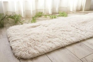 ■■サヤンサヤン キッチンマット ロングシャギー マット ラグ 洗える 無地 サラふわ カーペット 約 45×240ｃｍ 　シール