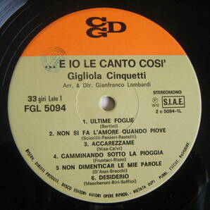 ★[伊原盤] Gigliola Cinquetti(1972)/......E Io Le Canto Cosi 良好品/Excellent Gimmick Jacket/ジリオラ・チンクェッティの画像3