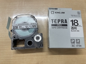 [ Junk treat ] Tepra PRO tape cartridge 18mm transparent blackINK ST18K interval difference .. buy did. unused, but Junk treat 