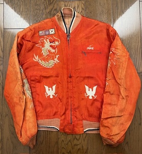 [レア] 60s 当時物 vintage ヴィンテージ スカジャン スーベニアジャケット KOREAN コリアン 韓国 オレンジ