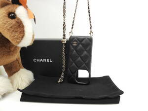  Chanel iphone14pro case caviar black with strap cover beautiful goods @P5X1NHAE