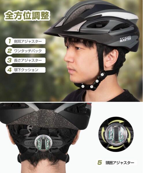 マウンテンバイク ロードバイク ヘルメット LEDライト付き