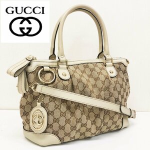 gucci/ショルダーバッグ/ハンドバッグ/スーキー/2wayカバン/ggキャンバス/ビッグチャーム付/ベージュ×ホワイト/レディース/gucci/MK3