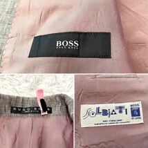 美品●ヒューゴボス【希少L 世界一のリネン】HUGO BOSS テーラードジャケット サマージャケット SOLBIATI社製 高級 麻100% グレージュ L_画像9