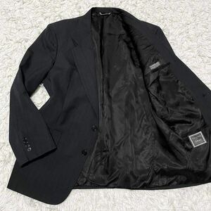 1円〜●希少3XL クリスチャンディオール Christian Dior テーラードジャケット ジャケット ブレザー ビジネス ストライプ 2B ブラック 黒 