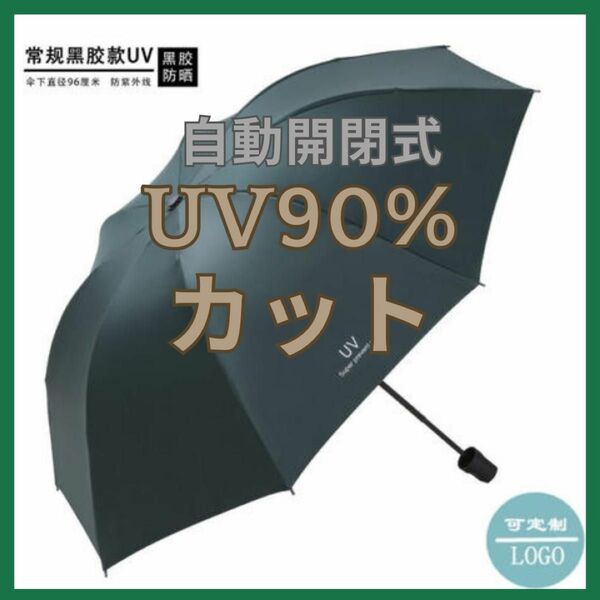 ☆新品☆ダークグリーン☆ 自動開閉式折り畳み傘 UV日傘 雨傘兼用 コンパクト