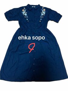 ehka sopo シャツワンピース ワンピース 半袖　花柄　花刺繍