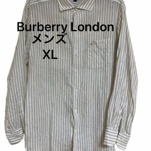 Burberry London 長袖シャツ ストライプシャツ　ベージュピンク　メンズ　XLサイズ