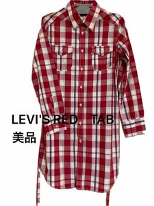 LEVI'S チェック柄 長袖シャツ シャツ チェック　赤　レッド　Mサイズ　美品　ワンピース　リーバイス