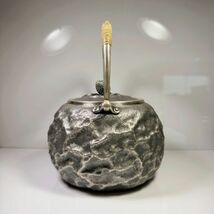 純銀製 金壽堂造 岩目 湯沸 煎茶道具 銀瓶 箱付 重さ約585g 純銀保証_画像4