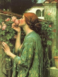 模写油絵　Waterhouse_バラの香り　MA1579　ユーラシアアート