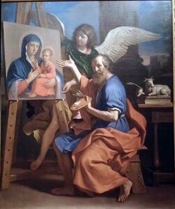 Art hand Auction Pintura al óleo de Barbieri_San Lucas pintando a la Virgen María MA2922 Eurasia Art, Cuadro, Pintura al óleo, Pinturas religiosas