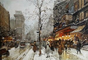 Art hand Auction Ölgemälde Galien_Winter in Paris MA643 Eurasia Art, Malerei, Ölgemälde, Natur, Landschaftsmalerei