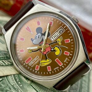 【レトロミッキー】セイコー メンズ腕時計 ブラウン 自動巻き ヴィンテージ