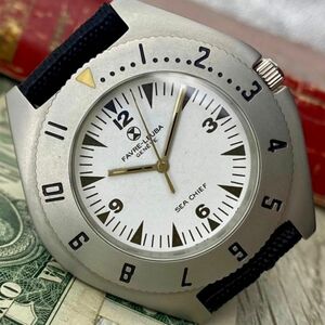 【BIGサイズ】ファーブルルーバ メンズ腕時計 ホワイト 手巻き ヴィンテージ