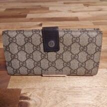 グッチGUCCI　長財布GG小銭入れ　カード収納　ブラウンベージュ GGキャンバス ブラウン系 レザー ベージュ 長財布 財布_画像5