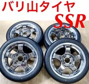 バリ山タイヤ付4本　 165/50R15 PCD100 4穴　ワゴンR/タント/N-BOXムーヴ　スペーシアSSR スピードスター　軽自動車軽トラ　メッキ深リム