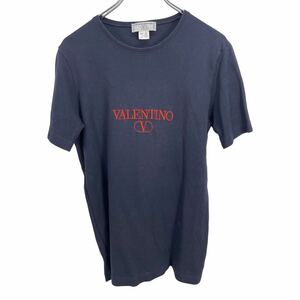 Vintage VALENTINO ヴィンテージ　ヴァレンティノ　レディース　ネイビー　ロゴ　刺繍　半袖 Tシャツ カットソー トップス