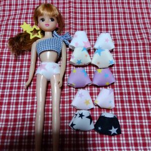 ハンドメイド　リカちゃん　パンツ　10枚セット 星柄　スター　リカちゃんキャッスル　ドール　人形　下着　手作り　りかちゃん