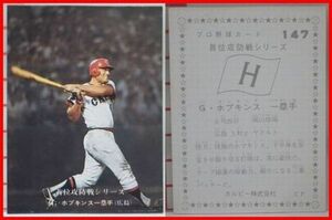 カルビー75年プロ野球カード首位攻防戦広島版#147【G・ホプキンス】地方版1975年 昭和50年おまけ食玩トレーディングカード【中古】送料込