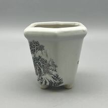 【雅園】明 清 粉彩 盆栽鉢 染付 雪景図 中国古美術 唐物 藏出_画像4