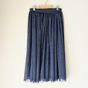  Layered юбка гонки женский талия резина длинная юбка шифон темно-синий темно-синий цвет M полиэстер 1 иен ~ анонимность рассылка 