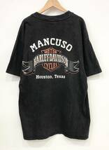 USA製 HARLEY-DAVIDSON MANCUSO HOUSTON TEXAS Tシャツ バイク バイカー Hanes BEEFY-T 古着 ヴィンテージ ハーレーダビッドソン L■0513M_画像2