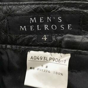 MEN'S MELROSE カウレザーパンツ ライダース バイカー センタープレス 牛革 本革 黒 A0493LP906-1 メンズメルローズ SIZE：4■0423Hの画像3