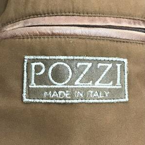 ITALY製 POZZI レザーZIP-UPジャケット ブルゾン 中綿 襟付 ブラウン ririジップ ポッジ 古着 ヴィンテージ SIZE：48■0501Qの画像5