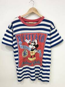 MICKEY&CO. CLASSIC FIT Natural Clothes ボーダー柄 Tシャツ マリン ミッキーマウス クラシック ディズニー 古着 74527 SIZE：M■0507Z