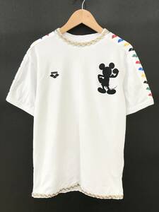 arena ミッキー 装飾 Tシャツ カットソー 競泳 水着 白 ディズニー DIS-8329 アリーナ デサント 希少 レア SIZE：S■0515V②