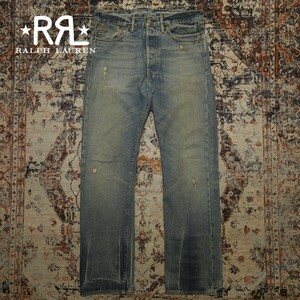 [USA производства ] RRL Damaged And Repaired Straight Leg Jeans [32×32] распорка нога джинсы 2007 год . произведение кожа Denim boruchi moa 