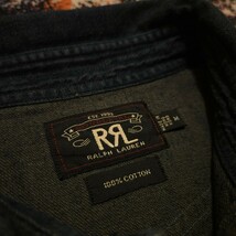 【逸品】 RRL Black Indigo CPO Denim Shirt 【M】 ブラックインディゴ デニムシャツ 米国海軍下士官 アンカー チンスト Ralph Lauren _画像3