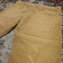 【USA製】RRL Distressed Slim Boot Brown Jeans【34×32】 ディストレスト スリムブーツカット ブラウン ジーンズ レザー デニム 後染め_画像2