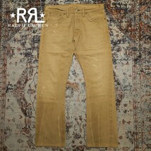 【USA製】RRL Distressed Slim Boot Brown Jeans【34×32】 ディストレスト スリムブーツカット ブラウン ジーンズ レザー デニム 後染め_画像1