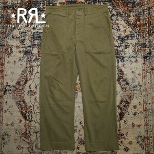 [ шедевр ] RRL 13 Star HBT Barker Pants [31] "в елочку" tsu il Baker брюки 1940s американский суша армия Vintage хаки Ralph Lauren